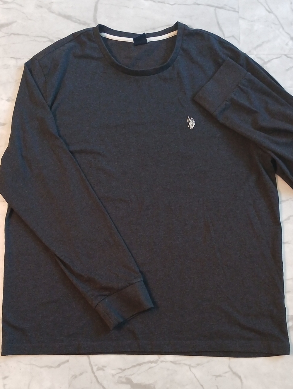 U.S. Polo Men's Long Sleeve Crewneck T-Shirt - Dark Charcoal
